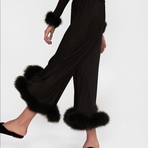 Sleeper Boudoir Feather Trim Flared Trousers